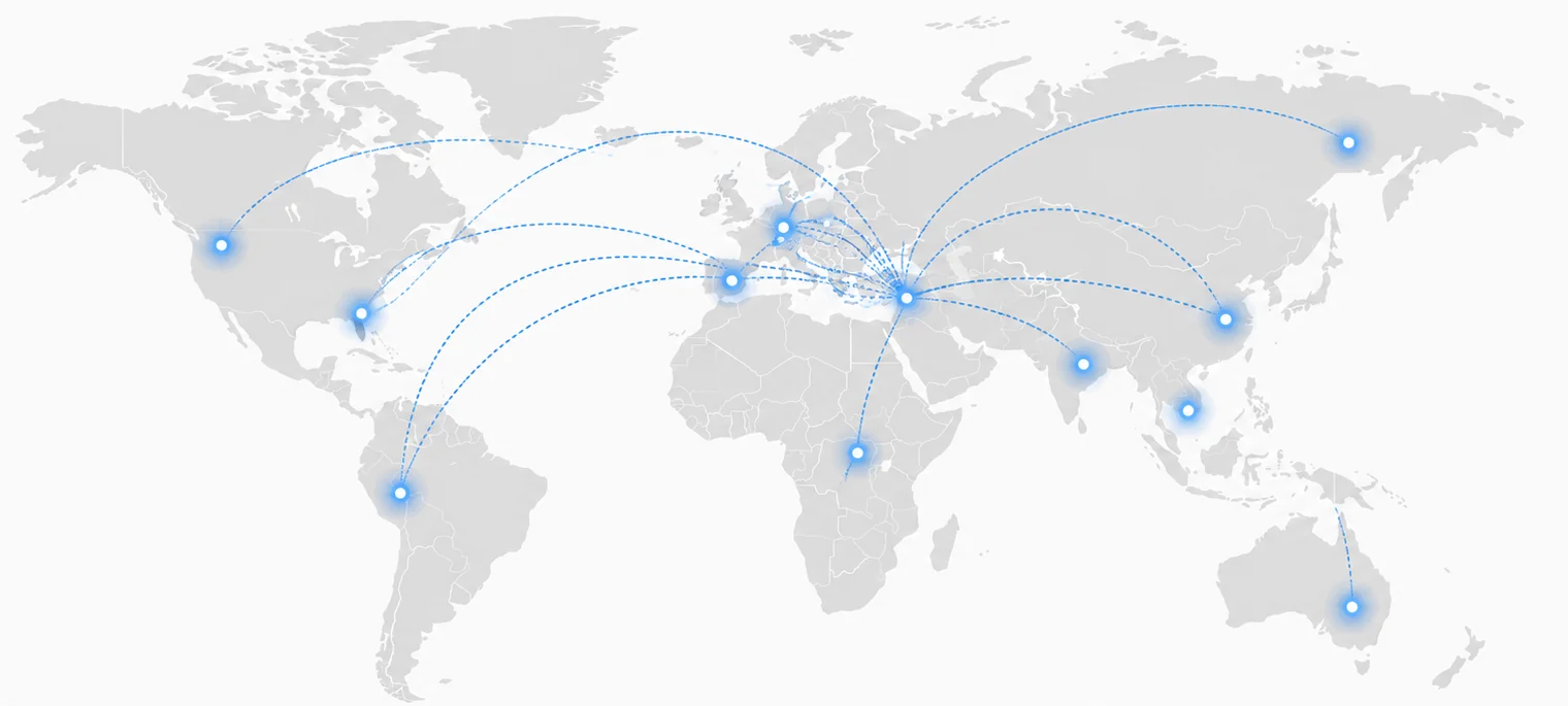 World map showing Sthermico international project experience